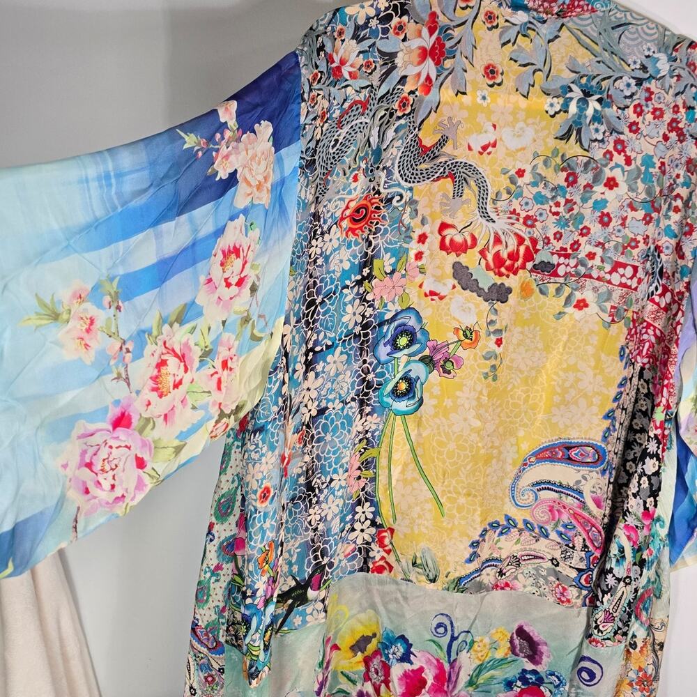 Johnny Was Thiodorah Silk Long Patchwork Kimono extended size 2X - Picture 12 of 15